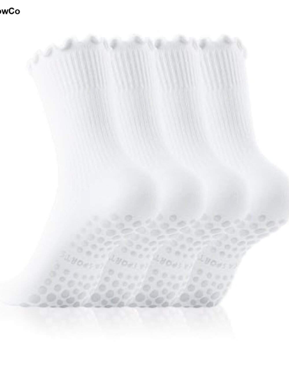 Pilates Socks for Women Non Slip Ruffle High Grip Cotton Yoga Barre Socks